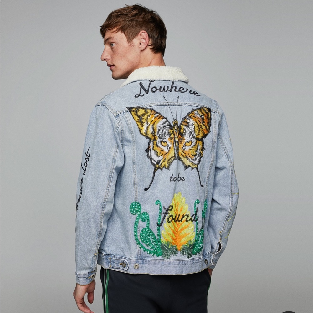 ZARA man embroidered denim jacket